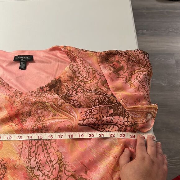 R & M Richards Pink and Brown Paisley Blouse - Picture 9 of 13